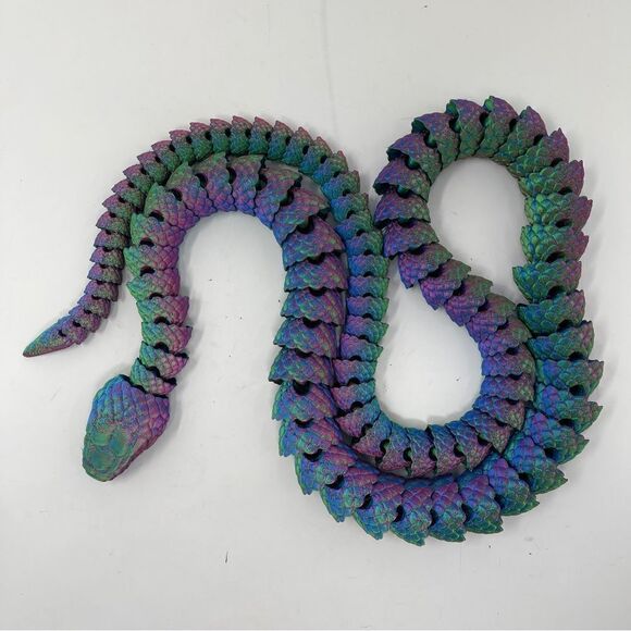 Articulating Snakes 3D Printed 5 Feet Long Green Purple Blue Color Educational - Picture 4 of 7